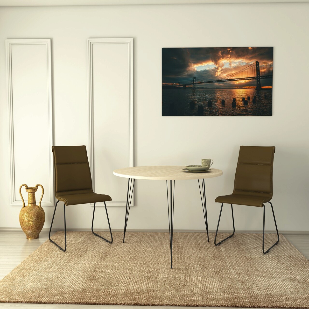 Masa, Hanah Home, Sandalf, 90x75x90 cm, Stejar - imagine 7
